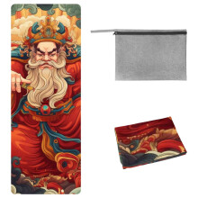 God of Wealth Yoga Mat Towel with Storage Bag - 72.8"x26.8" - Suitable for Hot Yoga, Pilates, Fitness - Yoga Blankets Included