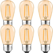 S14E27Edison LED-lampa, 2W Vintage glödlampa med glödtråd, bärnstensfärgad, varmvit 2700K, 360 strålvinkel, ej dimbar, 6-pack [Energiklass G]