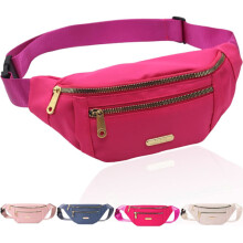 Riñonera moderna, bolso de viaje informal con 3 bolsillos con cremallera para mujeres, hombres, deportes, correr, senderismo, jogging Rose