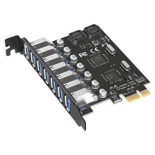 Cárta Oiriúntóra USB3.0PCI 7 bPort Cárta Leathnaithe USB, Cárta Ardaitheora PCIe do ríomhaire, Linux / WindowsXP / 7 / 8 / 8.1 / 10