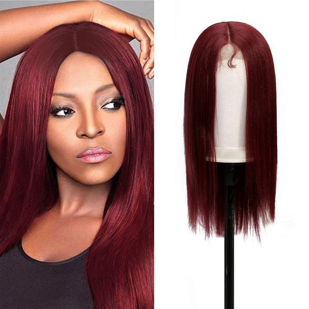 Burgundy Lace Front Wig 13x4 HD 99J Long Straight Heat Resistant Synthetic Wig for Women