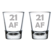 Conjunto de 2 copos de shot de 1,75 oz (50 ml) - Presente divertido para aniversário de 21 anos (21AF)