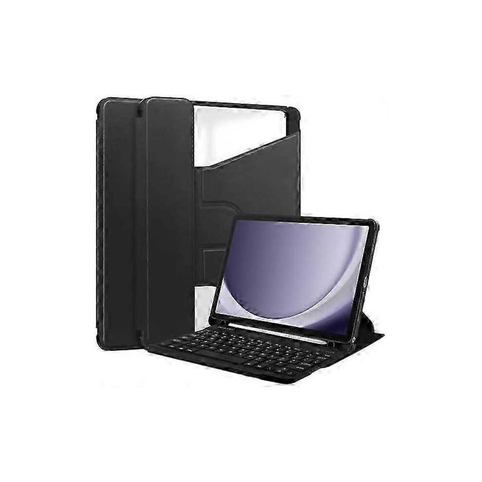 For Compatible With Samsung Galaxy Tab A9+ 360 Rotation Transparent Smart Leather Case With Keyboard S20241230512 Black 9482828423642