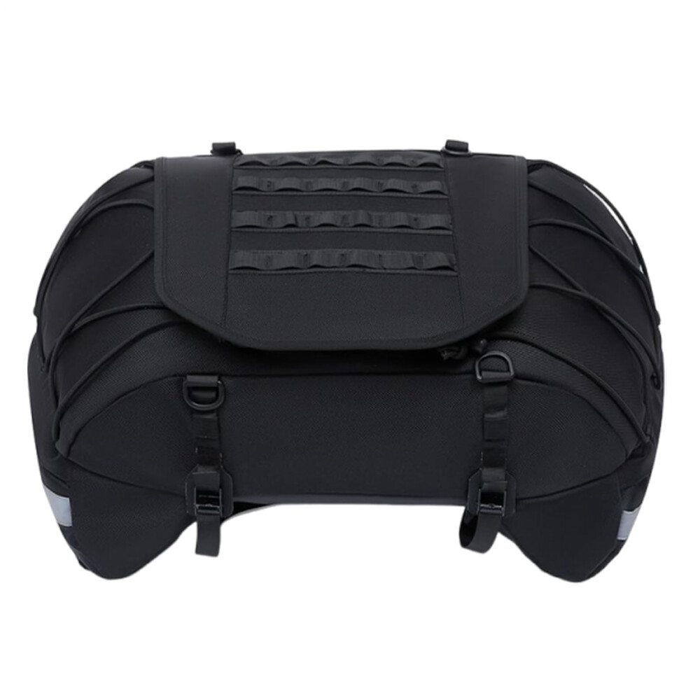 Waterproof Motorcycle Saddle Bag With Reflective Strips Â Adjustable Rear Luggage For Travel And Commuting 9365369245754