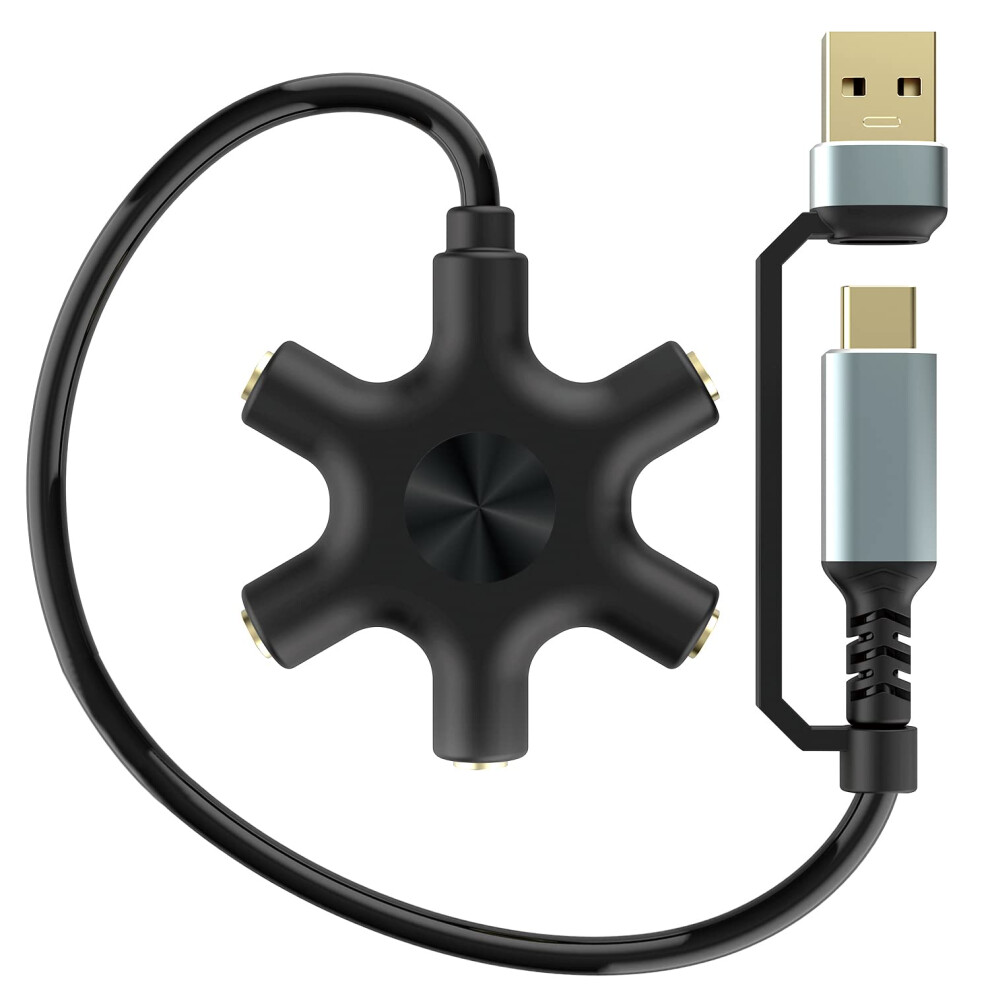 Usb C To 3.5Mm Audio Splitter 5Way Headphone Jack Adapter For Macbook Pro Air And Samsung Galaxy 9365369245921
