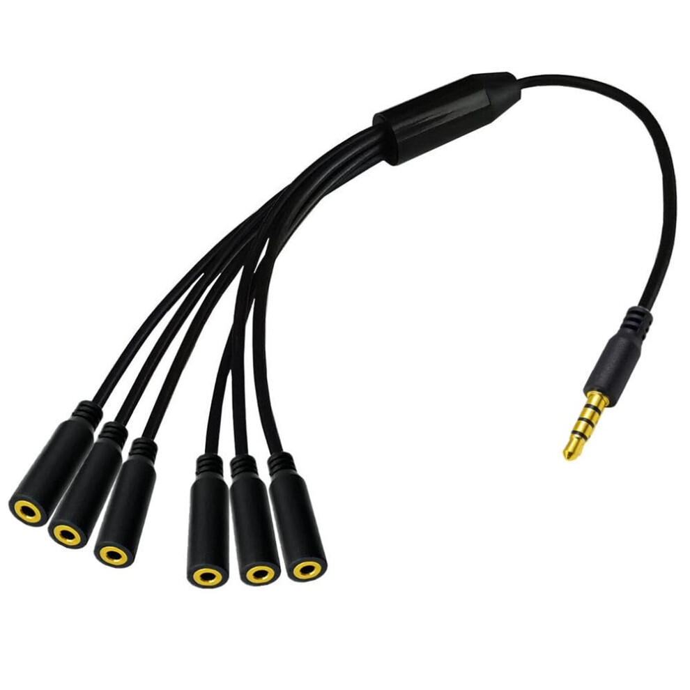 3.5Mm Headphone Splitter 1 To 6 Trrs Audio Cable With Mic Support, Goldplated Stereo Connectors 9099447261069