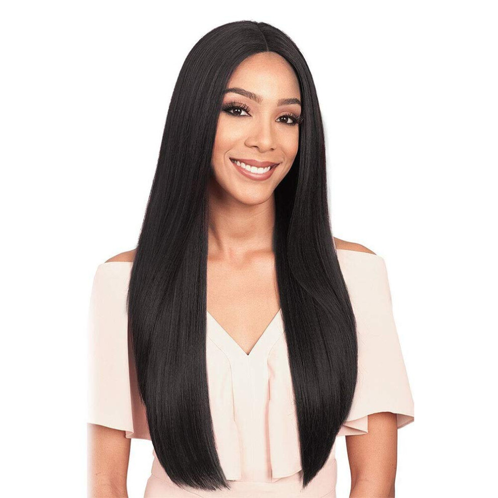 Unisex Black Long Straight Wig For Women Heat Resistant Synthetic Hair With Bangs Natural Look