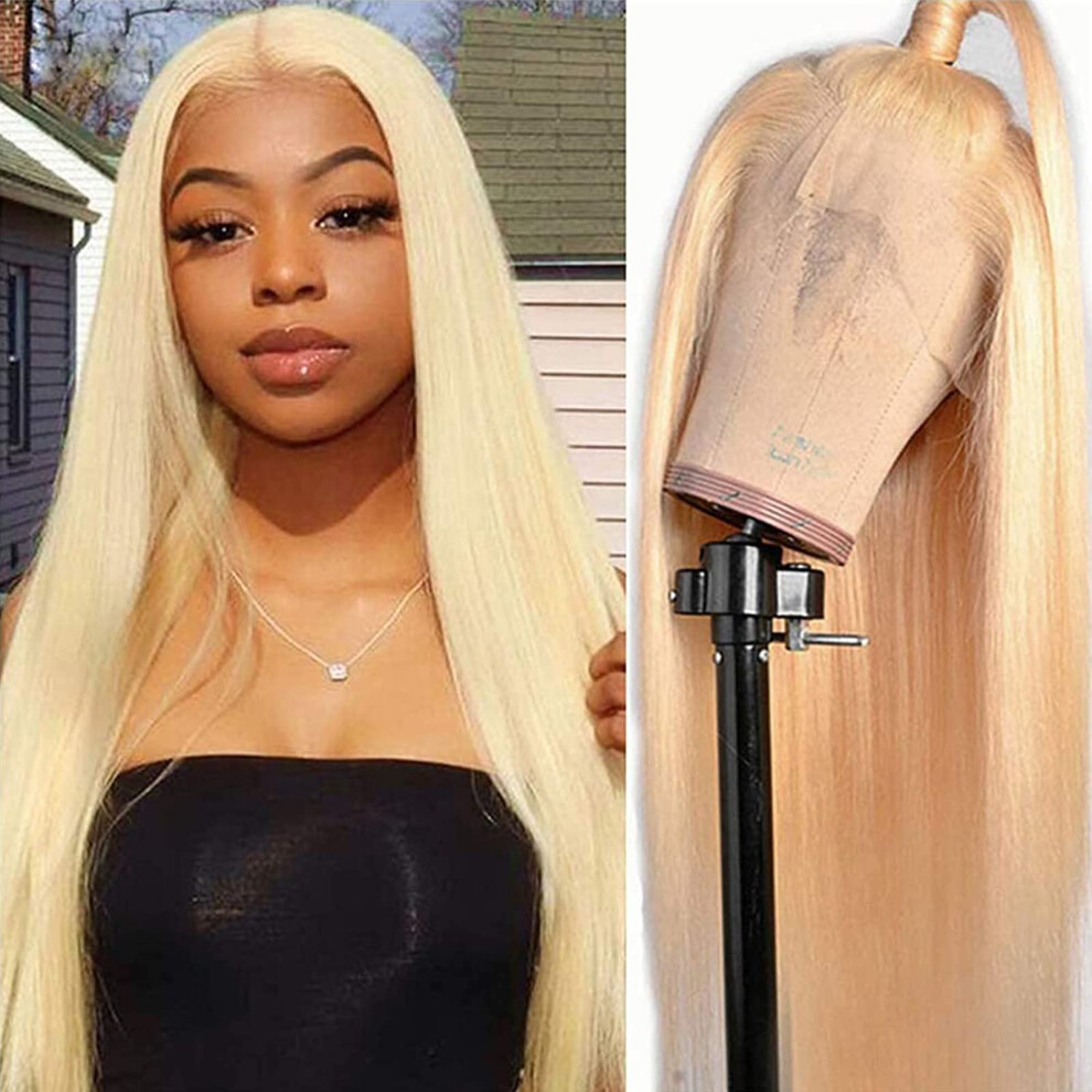 Unisex 613 Lace Front Wig Human Hair 13X6 Hd Lace Frontal Blonde Brazilian Straight 200% Density