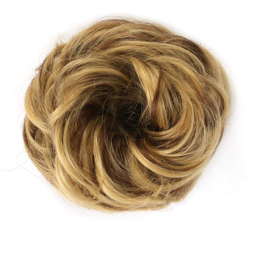 Unisex Curly Hair Bun With Elastic Band Heat Resistant Synthetic Chignon For Bridal Party Updo