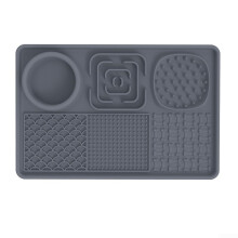Slow Feeder Lick Mat for Dogs and Cats with NonSlip Suction Cup, Silicone Feeding Placemat, Gray