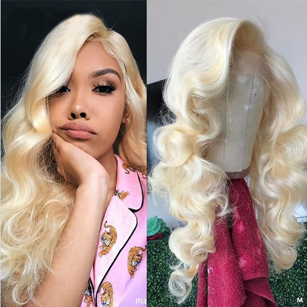 Unisex 613 Honey Blonde 13X6 Lace Front Wig Hd Transparent Glueless Brazilian Remy Body Wave 18 Inch