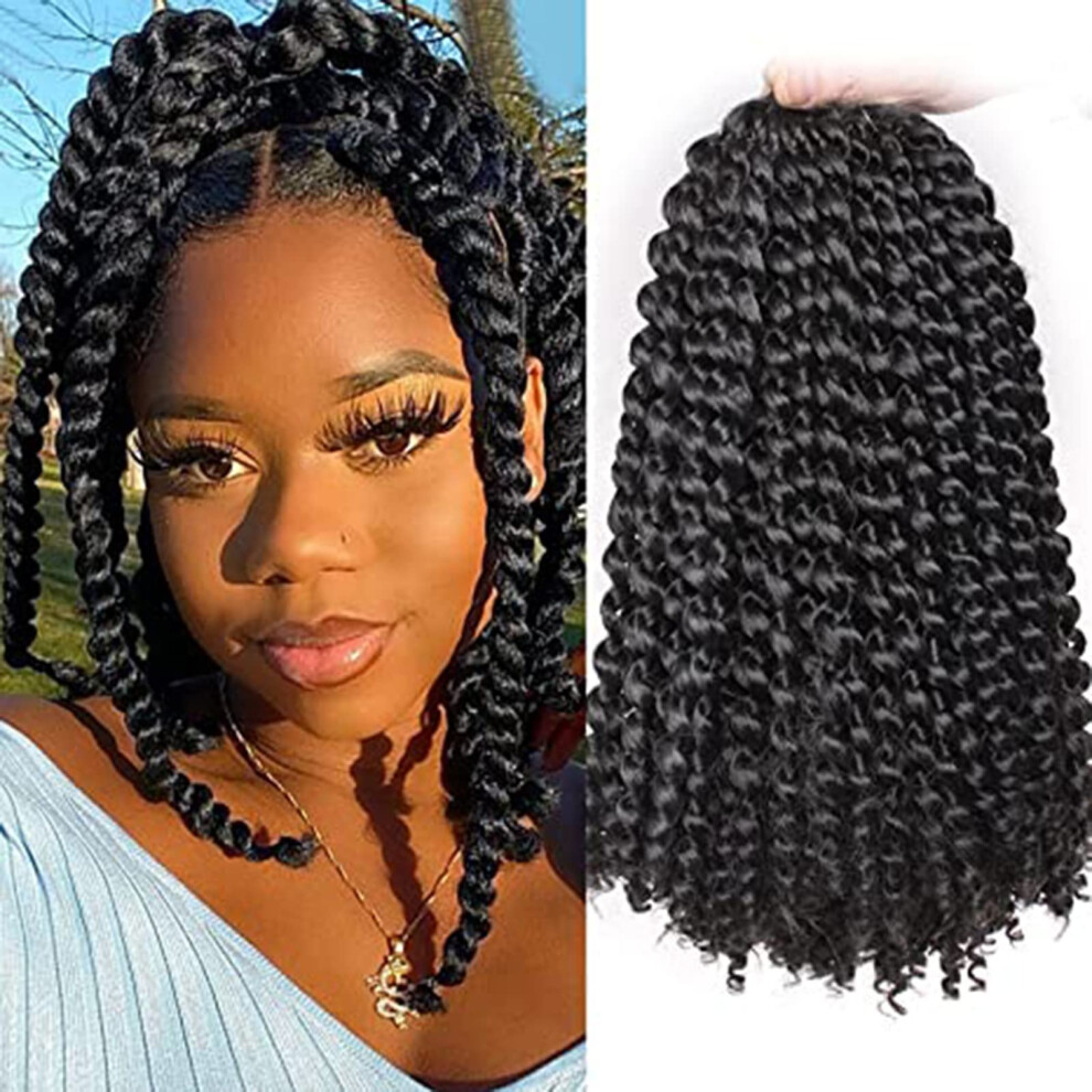 Passion Twist Hair Water Wave Crochet Extensions Short Bob Natural Black Synthetic Braiding Hair
