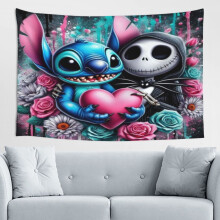 Tapeçaria de parede Stitch Pesadelo - Decoração de parede para quarto de meninos e meninas - Sala de estar - 152 x 102 cm