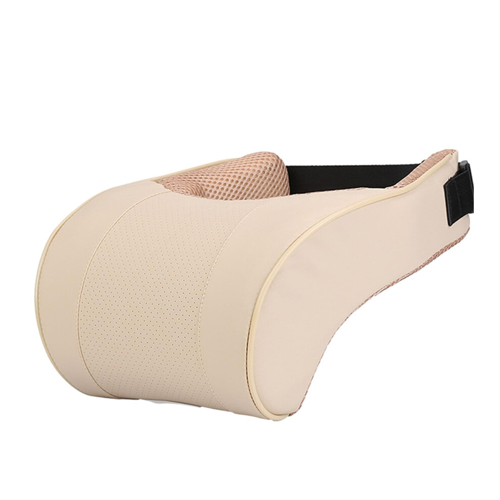 Car Neck Pillow Memory Foam Headrest With BuiltâIn Speakers Pu Leather For Long Drives Beige 9164114909466