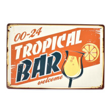 Retro Vintage Metal Aluminium Skilt Tropisk Bar Citron Frugtjuice Udendørs Have Skilte & Hjem Bar Køkken Vægdekoration Skilte Størrelse: 12x8
