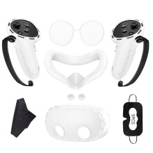 husxh Siliconen hoesjesset voor controllers, VR-hoes, VR-siliconen hoesje, gezichts- en lenshoes voor Meta Quest3S VR-headsetaccessoires