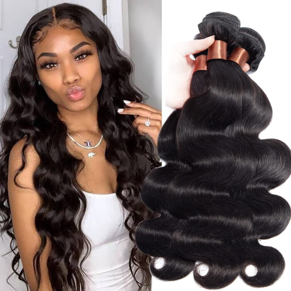 Brazilian Human Hair Extensions 4 Bundles 22â28 Inch Body Wave Natural Color, Low Shedding, Easy Dyeing