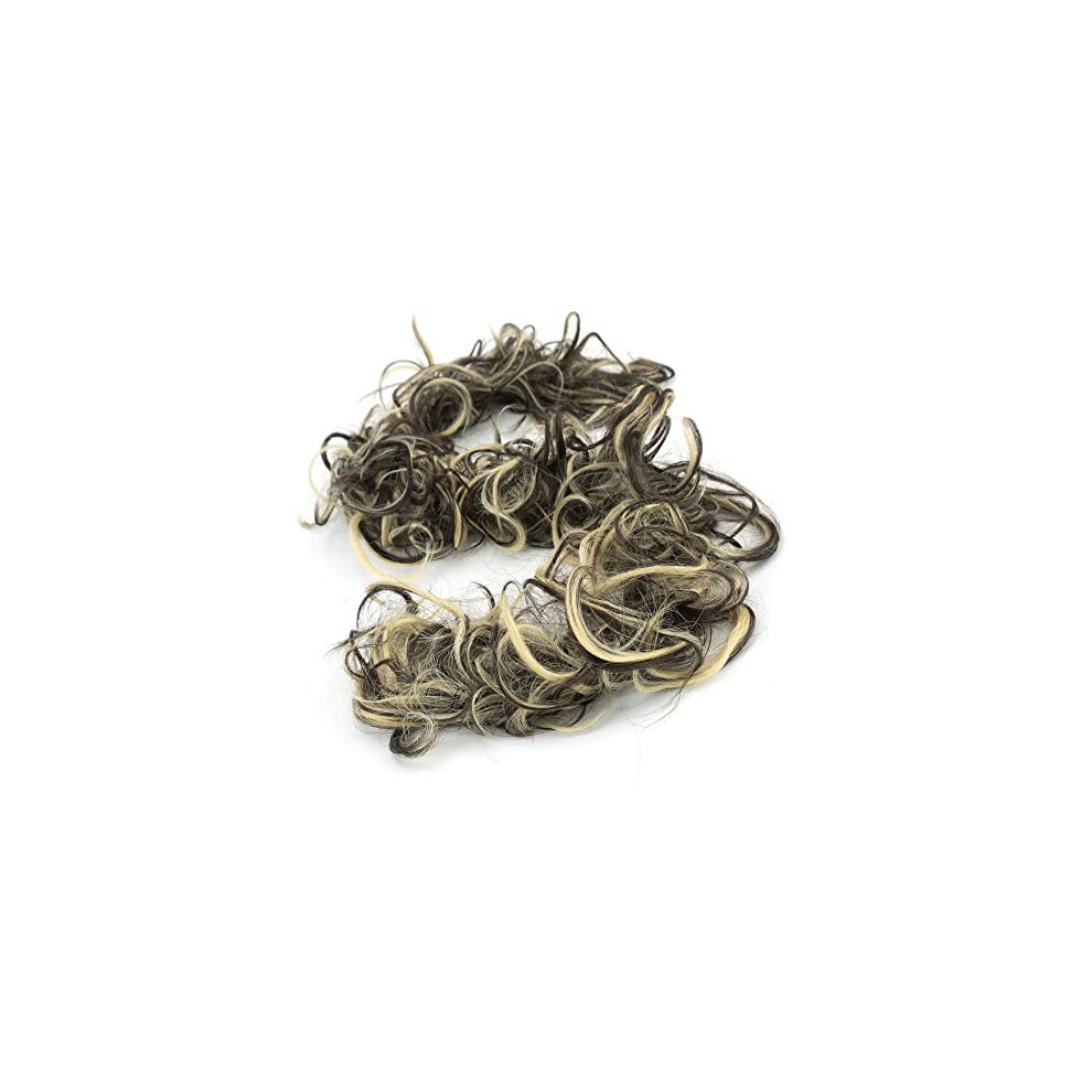 Unisex Brown Hair Bun Extension Mix Blonde Curly Messy Hairpiece For Women With Instant Volume Boost