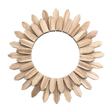 Wood Wall Mirror Rustic Sunflower Design Solid Wood Vertical Horizontal Hanging for Living Room