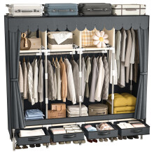 Large Portable Wardrobe Closet with Drawers and Hanging Rods, 67.7in Dustproof Fabric Storage Cabinet