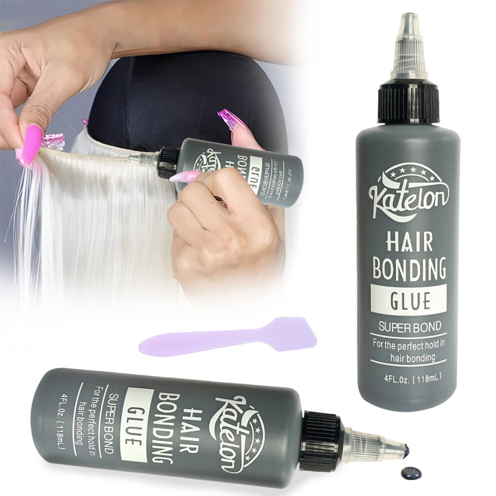 Unisex Black Wig Glue Waterproof Wig Adhesive 2 Bottles 4Oz Strong Hold For Hair Extensions And Replacement