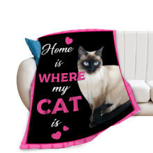 Cat Blanket Super Soft Flannel Siamese Cat Throw Warm Plush for Kids Adults Couch Sofa 50'x40' Pink