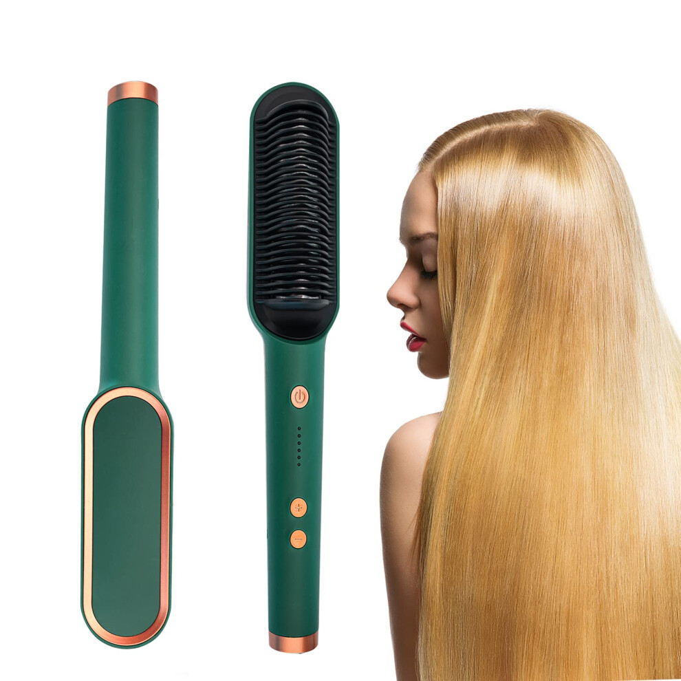 Hair Straightener Brush with 5 Heat Settings, 30s Fast Heating AntiScald Ionic Hot Straightening Comb