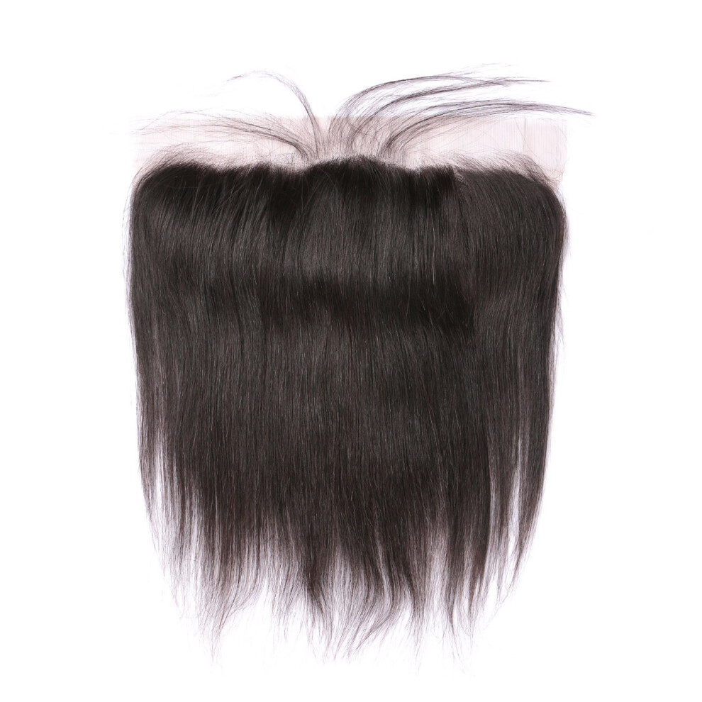 Unisex Brazilian Lace Frontal Closure Human Hair 13X4 Straight Preplucked Bleached Knots Baby Hair 8Inch