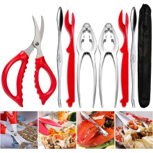 Seafood Tool Set with Heavy Duty Lobster and Crab Crackers, Forks, Shears, Rust Resistant, 7 PCS