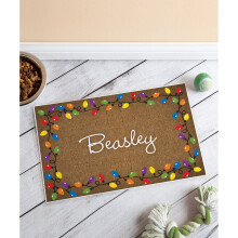Personalized Pet Placemat - Christmas Lights - Black