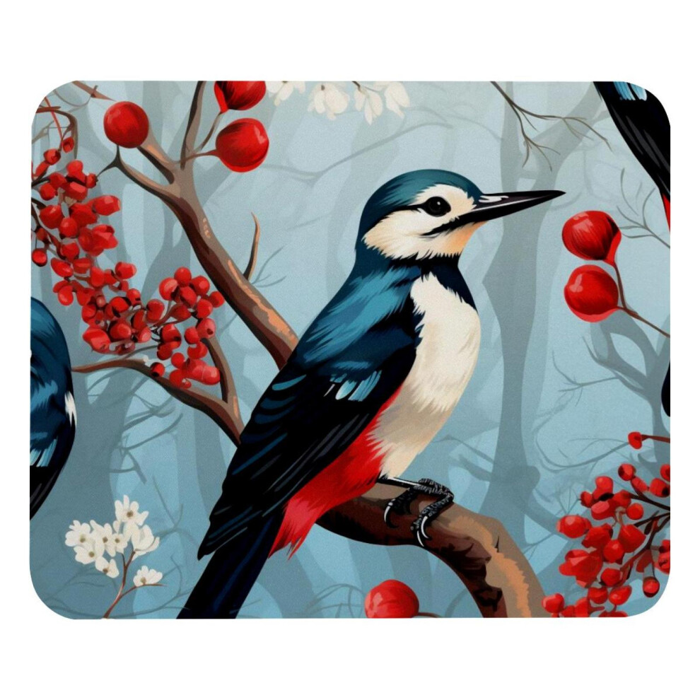 Winter Woodpecker Mouse Pad 8.3'' X 9.8'', Non-Slip Rubber Base, Compatible With Laptop, Writing & Gaming, For School Office Home 9175034019517