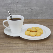 Ceramic Coffee Mug Set with Saucer and Spoon, 230ml Latte Cup for Home Office Cafe, Microwave Safe