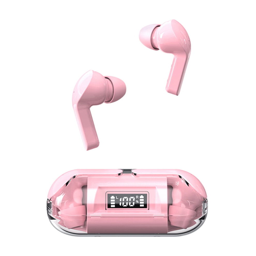 Jixopn Earphone Space Capsule Transparent Bluetooth-Compatible 5.3 Headphones (Pink) Pink 9138057664676