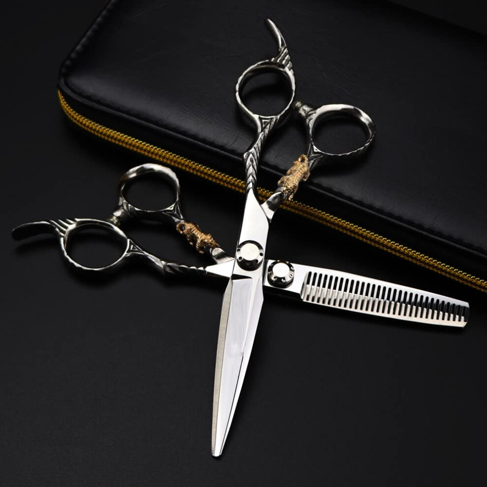 Professional Hair Cutting and Thinning Scissors Set 440C Steel Ergonomic Barber Shears with Bag