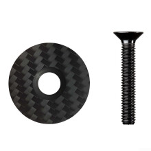 Carbon Fiber Bike Headset Stem Cap with Bolt, Fits 28.6mm 31.8mm 35mm Steerer Tubes, Lightweight 7g, Black