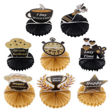 Conjunto de 8 peças de decoração para escritório, presente para homens, enfeite de favo de mel para aposentadoria, decoração de papel para