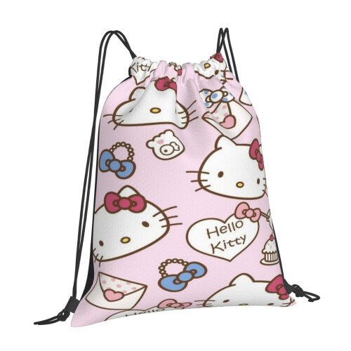 Τσάντες με κορδόνι Hello Kitty, αδιάβροχες, αθλητικές, σακίδια πλάτης, σάκος γιόγκα, 1