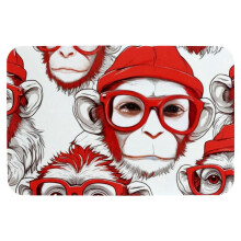 Χαλί μπάνιου με αφρό μνήμης και καπέλο Monkey Wear Glasses 16x24 ιντσών, πλένεται στο