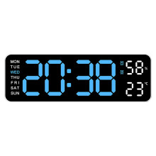 Reloj de pared digital compatible con la decoración del dormitorio, con fuente grande, alarma y función de reloj electrónico multifuncional para