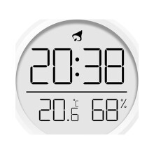 Clog Aláraim Digiteach Esquirla Clog Balla Babhta 7.4cm Feidhmithe ag Ceallraí Ilúsáideach 12/24U le Teocht agus Taise don Oifig Stíliúil Bán