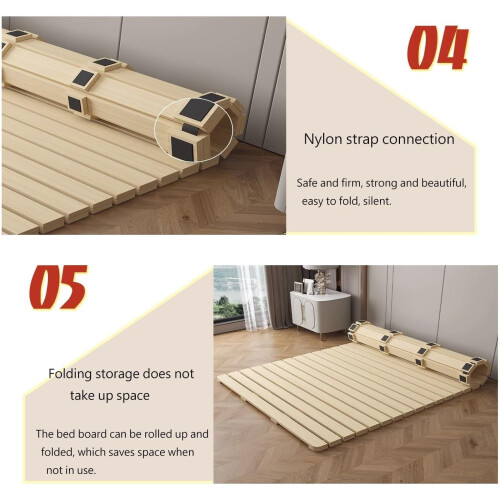 Bed Slats Full Size Foldable Bunkie Board Mattress Support, Durable Pine Wood, Easy Setup 2
