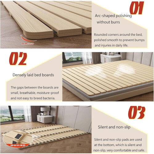 Bed Slats Full Size Foldable Bunkie Board Mattress Support, Durable Pine Wood, Easy Setup 1
