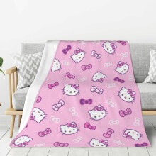 Hello Kitty Fleecedecke, superweiche, kuschelige Überwurfdecke, für Männer, Frauen, Senioren und Kinder – Eigenschaften: Superweich, 127 x 102 cm