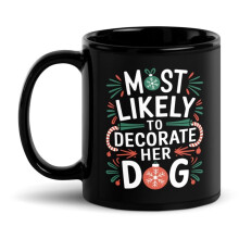 Caneca preta brilhante para combinar com a família, ideal para decorar o presente de Natal do seu cachorro (325ml)