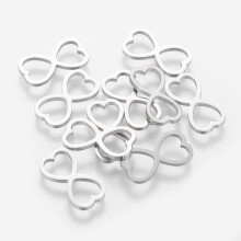 10 pezzi201Ciondoli in acciaio inossidabile Cuore infinito Colore acciaio inossidabile7x14x1,2mm