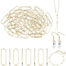 60 Stück echte 18-karätig vergoldete Messing-Verbindungsringe, 0,8 Zoll oval, Messing vergoldet, Schmuckverbindungsringe für Armbänder,