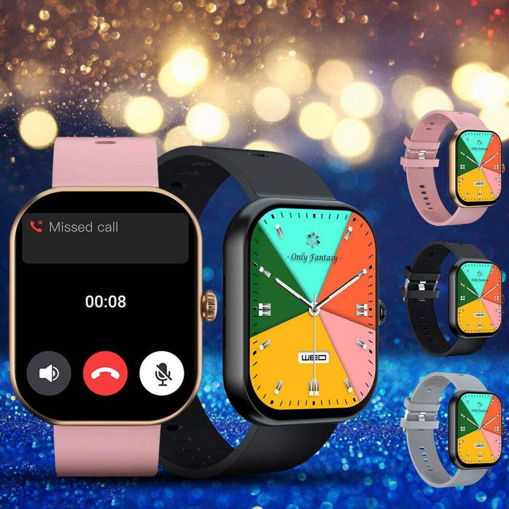 Jacenvly 2024 New Watch Batteries Clearance New High-Definition Large Screen Bluetooth Music Call Push Smartwatch Smart Watch Pink 9482828433238