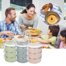 Maxiaoxia 2100ml 3-laags roestvrijstalen lunchbox, herbruikbare bento voor school, werk, warme maaltijden, voedselbewaarcontainer voor kinderen
