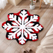Tappeto da bagno natalizio con fiocchi di neve, 60 cm, in microfibra felpata, antiscivolo e assorbente, ideale per interni ed esterni, perfetto per