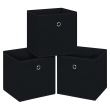 11 Inch Black Fabric Storage Cubes with Strengthened Handles, Collapsible Organizer Bins, Set of 3
